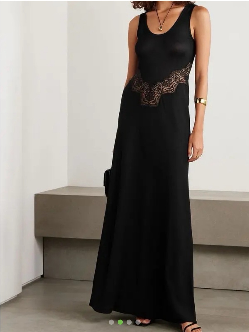 Christopher Esber Black Lace-Trim Tank Maxi Dress